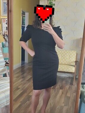 **Jessica Simpson** Black Sheath Knee Dress with 3/4 Sleeves